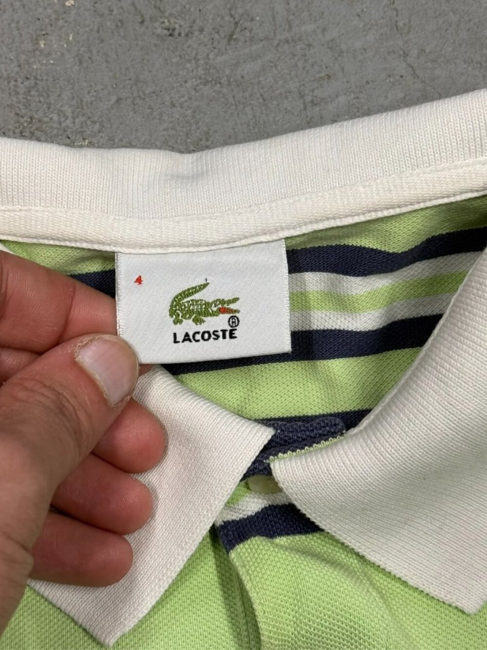 Lacoste Polo Shirt Striped Pique Cotton Short Sleeve Green Small - Picture 4 of 5